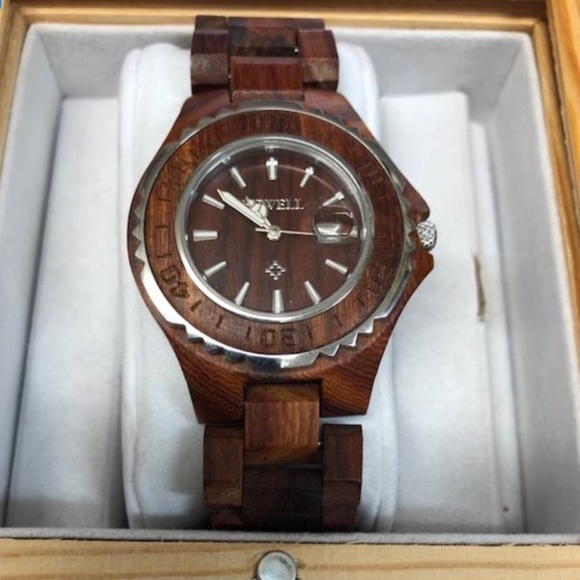 Bewell Mens Wooden Watch Analog Quartz Lightweight Handmade - Picture 1 of 5